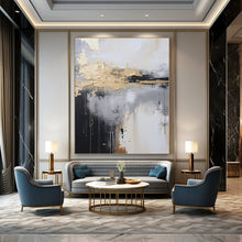 Load image into Gallery viewer, Gray - Gold Drip Abstract Painting, Ideal for Industrial - Chic Loft & Modern Art Studio LargeART1399