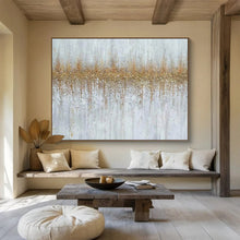 Load image into Gallery viewer, Textured Gold and White Abstract Painting for Minimalist Living Room & Luxury Spa DKH302
