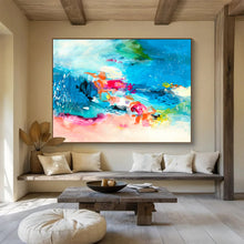 Load image into Gallery viewer, Colorful Blue - Toned Abstract Painting for Coastal Living Room & Art Studio DKH031