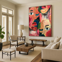 Load image into Gallery viewer, Cubist Abstract Portrait Art, Vibrant Color - Dripped Painting for Eclectic Lounge & Bold Office LargeART2235