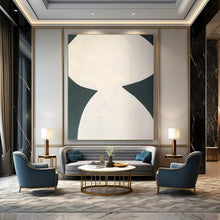 Load image into Gallery viewer, White & Dark Green Abstract Hourglass - Shaped Acrylic Art, Great for Eclectic Study & Nature - Inspired Hallway LargeART0999