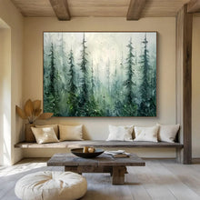 Load image into Gallery viewer, Hand - painted Forest Mist Oil Painting for Creating a Tranquil Atmosphere in Living Room Corners LargeART1600