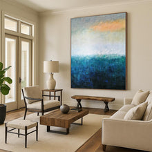 Load image into Gallery viewer, Massive Blue - Orange Abstract Horizon Acrylic for Beach House Living Room & Relaxing Spa LargeART0346