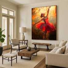 Load image into Gallery viewer, “Ballerina in Fiery Red” - Impressionistic Ballet Art on Canvas DKH1639