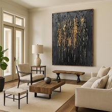 Load image into Gallery viewer, Black & Gold Dripped Abstract - Perfect for Luxury Bedroom & Art Gallery Corner LargeART2358