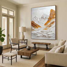 Load image into Gallery viewer, White & Gold Textured Mountain Abstract Sculpture - Painting, Perfect for Minimalist Living Room & Inspirational Office LargeART2072