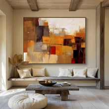 Load image into Gallery viewer, Warm Toned Abstract Blocks - Cozy Living Room Art LargeART1505