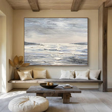 Load image into Gallery viewer, Monochrome Seascape Abstract Painting on Canvas - “Gray - Toned Tranquility” DKH630