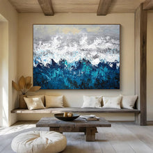 Load image into Gallery viewer, Abstract Sea Wave Painting for a Vibrant Dining Room Ambiance LargeART1601