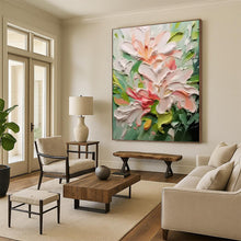 Load image into Gallery viewer, “Impasto Peach Blossoms” - Pink, Green, and White Floral Art on Canvas DKH1396