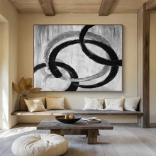 Load image into Gallery viewer, Monochrome Abstract Loops Art for Black - and - White Kitchen & Modern Studio DKH175