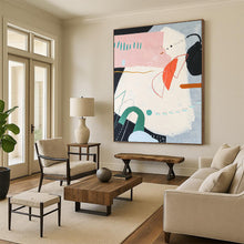 Load image into Gallery viewer, “Playful Shape Collage” - Pink, Green, Orange, Blue Whimsical Abstract Art on Canvas DKH1102
