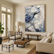 Load image into Gallery viewer, “Textured Blue and Grey Abstract Waves” - Blue, Grey, White Abstract Art on Canvas DKH1257