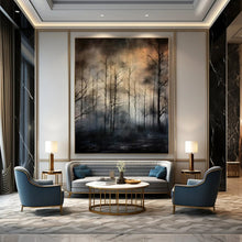 Load image into Gallery viewer, Misty Forest at Dusk Abstract Canvas Painting, Ideal for Cozy Reading Nook & Nature - Inspired Bedroom LargeART1204