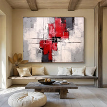 Load image into Gallery viewer, Red - Gray Geometric Abstract Painting for Contemporary Office & Urban - Style Loft DKH269