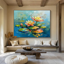 Load image into Gallery viewer, Impasto Water Lilies in Bright Colors Abstract acrylic painting DLZ088