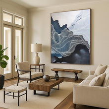 Load image into Gallery viewer, Large - Format Black and White Wavy Lines Acrylic for Modern Dance Studio & Minimalist Office LargeART0358