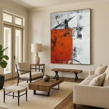 Load image into Gallery viewer, Oversized Rustic Orange - Gray Abstract Acrylic for Farmhouse Kitchen & Industrial - Style Café LargeART0332