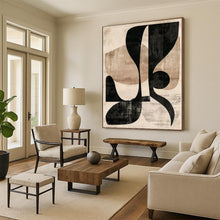 Load image into Gallery viewer, Oversized Black & Beige Geometric Abstract Art for Hotel Lobby & Home Study LargeART0385