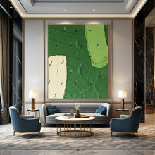 Load image into Gallery viewer, Miniature Figures on Green Abstract Painting, Ideal for Whimsical Playroom & Art - Forward Break Room LargeART1353