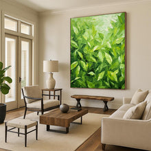 Load image into Gallery viewer, Vibrant Green Foliage Abstract Painting, Ideal for Nature - Inspired Living Room & Botanical Café LargeART2293