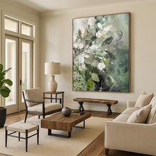 Load image into Gallery viewer, “Green - White Floral Dream” - Soft Green and White Blossom Art, Abstract Painting on Canvas DKH1086