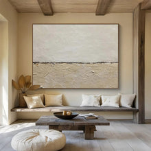 Load image into Gallery viewer, Minimalist Beige - White Abstract Painting On Canvas DKH452