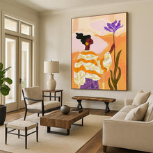Load image into Gallery viewer, Colorful Abstract Figure & Flower Art, Ideal for Bohemian Living Room & Vibrant Sunroom LargeART2039
