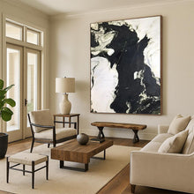 Load image into Gallery viewer, “Black - White Textured Contrast” Abstract Painting on Canvas, Industrial Living Room Decor DKH1047