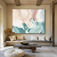 Load image into Gallery viewer, Blush & Teal Flow: Soft - Hued Abstract Motion Large - Scale Hand - painted Abstract Acrylic Art DLZ182
