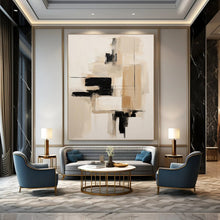 Load image into Gallery viewer, Neutral Geometric Abstract Canvas Painting, Suited for Minimalist Living Room & Contemporary Office LargeART1296