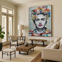 Load image into Gallery viewer, Colorful Mixed - Media Abstract Portrait, Frida - Themed Art for Bohemian Living Room & Art Gallery LargeART2184