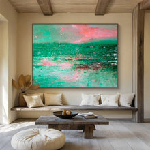 Load image into Gallery viewer, Green - Blue Abstract Sea Painting On Canvas DKH398