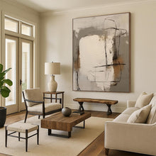 Load image into Gallery viewer, Gray - White Abstract with Lines Acrylic Art - Great for Art Studio & Contemporary Home Decor LargeART0541