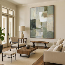 Load image into Gallery viewer, Green - Beige - White Abstract Minimalist Art, Perfect for Modern Office & Contemporary Hallway LargeART2052