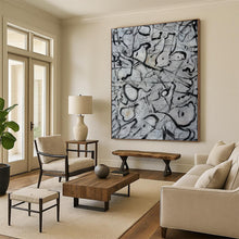 Load image into Gallery viewer, “Black and White Abstract Doodles” - Expressive Line Art on Canvas DKH1591