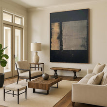 Load image into Gallery viewer, “Dual Textures” ,Black background with two textured rectangles, one grid - patterned gold, one smooth gray. DTP307