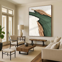 Load image into Gallery viewer, “Green & Gold Fluid Shapes” - Luxe Abstract Art on Canvas DKH1507