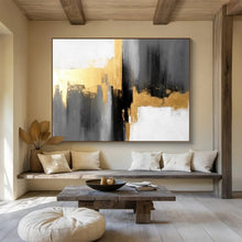 Load image into Gallery viewer, Hand - painted Abstract Gold - Accented Acrylic Art for Luxury Bedroom Decor LargeART1648
