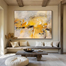 Load image into Gallery viewer, Yellow And Gray Abstract Expressionist Painting On Canvas DKH431