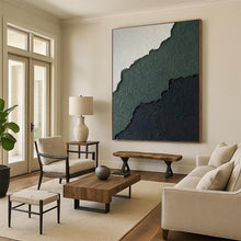 Load image into Gallery viewer, “Ripped Paper Textures in Green and Black” - Green, Black, White Abstract Art on Canvas DKH1218