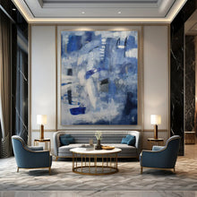 Load image into Gallery viewer, Blue & Gray Abstract Painting, Suited for Coastal - Themed Living Room & Calm Office Space LargeART1419