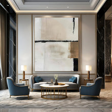Load image into Gallery viewer, White, Black & Gold Abstract Painting, Perfect for Luxury Bedroom & Chic Lounge LargeART1475