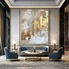 Load image into Gallery viewer, Gray & Gold Textured Abstract Canvas Painting, Perfect for Industrial - Chic Office & Modern Entryway LargeART1275