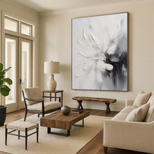Load image into Gallery viewer, Custom Large Textured White Flower Art - Perfect for Romantic Bedroom & Elegant Spa LargeART0767