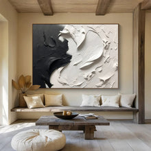 Load image into Gallery viewer, Hand - painted Black and White Textured Painting Acrylic Art for Sophisticated Home Offices LargeART1729