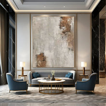 Load image into Gallery viewer, Hand - painted Oversized Gray - Brown Textured Abstract Acrylic Art for Rustic Living Rooms LargeART0105