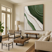 Load image into Gallery viewer, “Green & White Textured Waves” - Nature - inspired Abstract Art on Canvas DKH1481