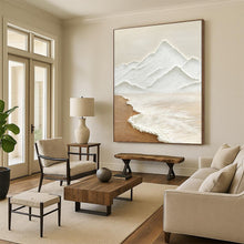 Load image into Gallery viewer, “Textured Mountain & Sea” – Minimalist Relief Painting with Neutral Tones DTP273