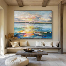 Load image into Gallery viewer, Hand - painted Impressionist Sailboat Seascape Acrylic Art for Nautical Living Rooms LargeART1738